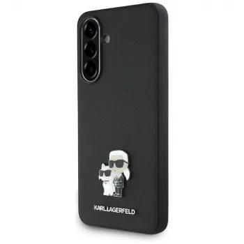 Capa Karl Lagerfeld Saffiano com logótipo K&C Metal para Samsung Galaxy A36, preto