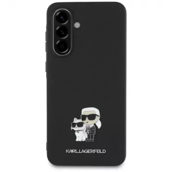 Capa Karl Lagerfeld Saffiano com logótipo K&C Metal para Samsung Galaxy A36, preto