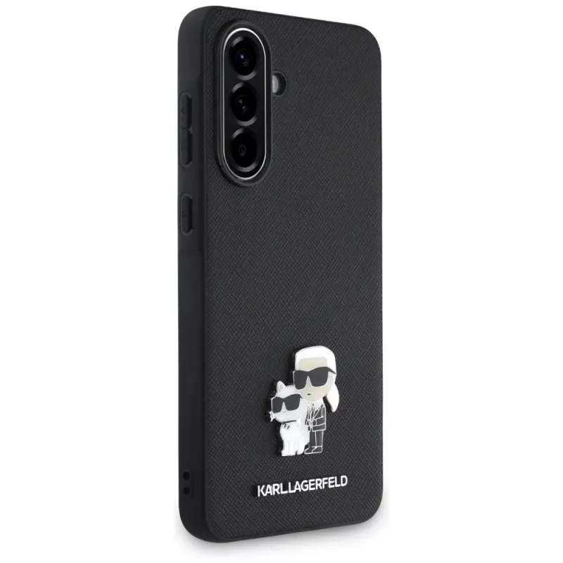 Capa Karl Lagerfeld Saffiano com logótipo K&C Metal para Samsung Galaxy A36, preto