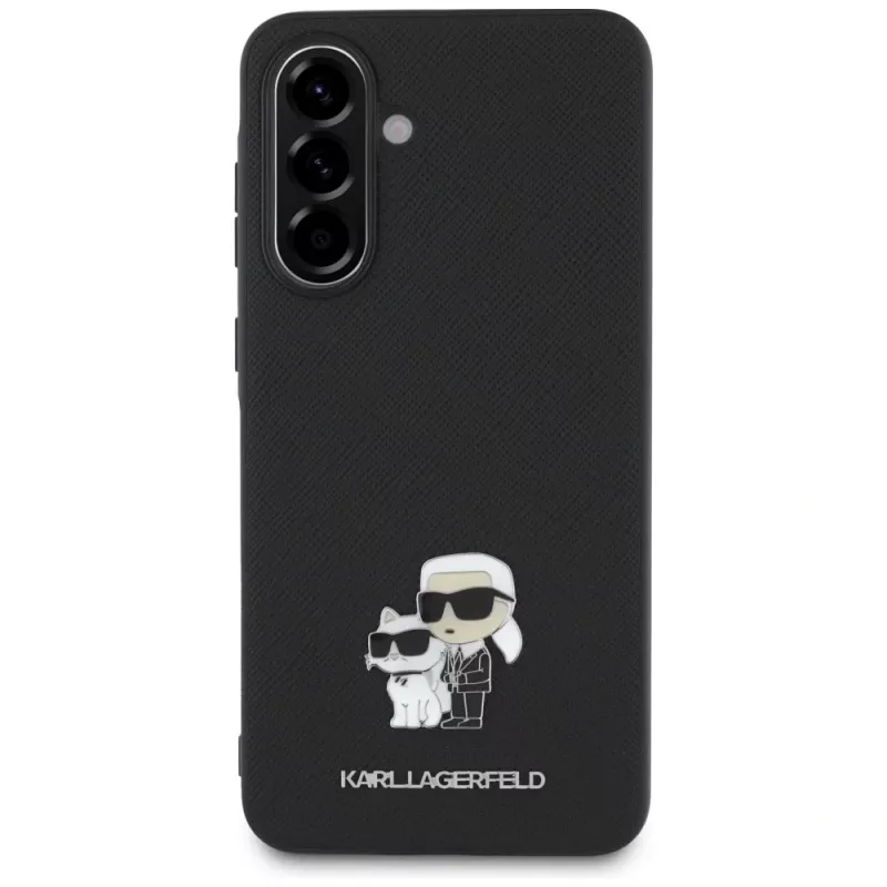 Capa Karl Lagerfeld Saffiano K&C Metal Logo para Samsung Galaxy A56 5G, preto