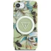 Capa traseira MagSafe Guess IML Metal Glitter Flowers Triangle para Apple iPhone 16e, verde