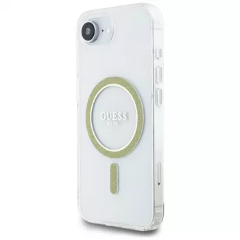 Capa MagSafe Guess IML Glitter Circle para iPhone 16e (transparente)