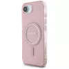 Capa MagSafe Guess IML Glitter Circle para iPhone 16e (rosa)