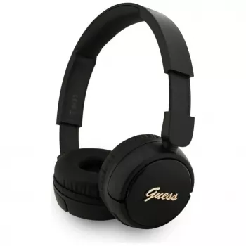 Auscultadores Bluetooth 5.3 sem fios over-ear Guess Metal Logo Script, preto