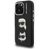 Capa KARL LAGERFELD FW Grained Karl & Choupette Heads Pins para iPhone 16 Pro, preto