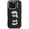 Capa KARL LAGERFELD FW Grained Karl & Choupette Heads Pins para iPhone 16 Pro, preto
