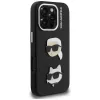 Capa KARL LAGERFELD FW Grained Karl & Choupette Heads Pins para iPhone 16 Pro, preto