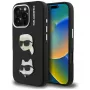 Capa KARL LAGERFELD FW Grained Karl & Choupette Heads Pins para iPhone 16 Pro Max, preto
