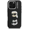 Capa KARL LAGERFELD FW Grained Karl & Choupette Heads Pins para iPhone 16 Pro Max, preto
