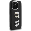 Capa KARL LAGERFELD FW Grained Karl & Choupette Heads Pins para iPhone 16 Pro Max, preto