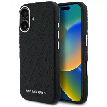 Karl Lagerfeld FW Stamped Karl capa MagSafe para iPhone 16, preta