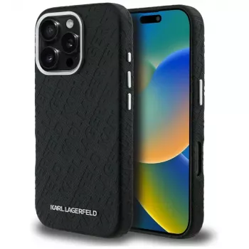 Capa MagSafe KARL LAGERFELD FW Stamped Karl para iPhone 16 Pro, preto