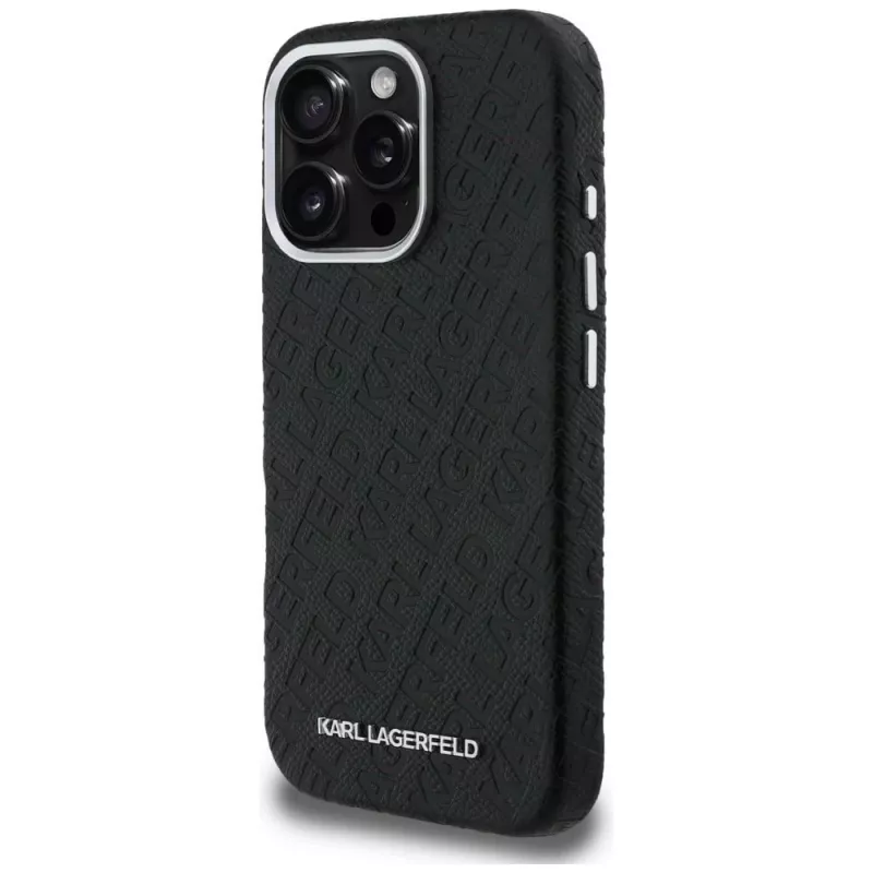Capa MagSafe KARL LAGERFELD FW Stamped Karl para iPhone 16 Pro, preto