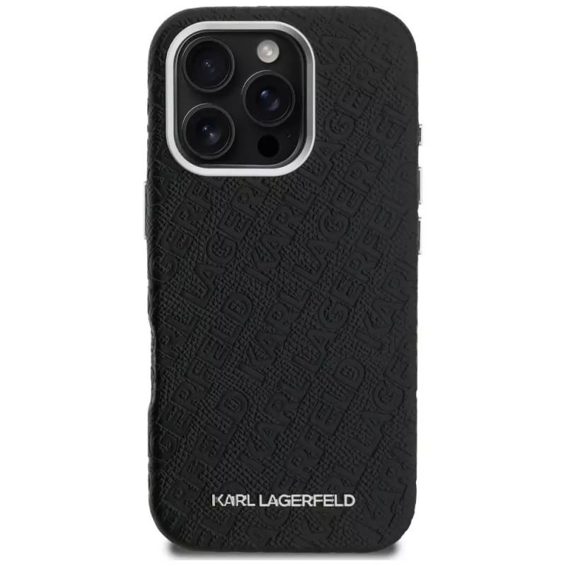 Capa MagSafe KARL LAGERFELD FW Stamped Karl para iPhone 16 Pro, preto