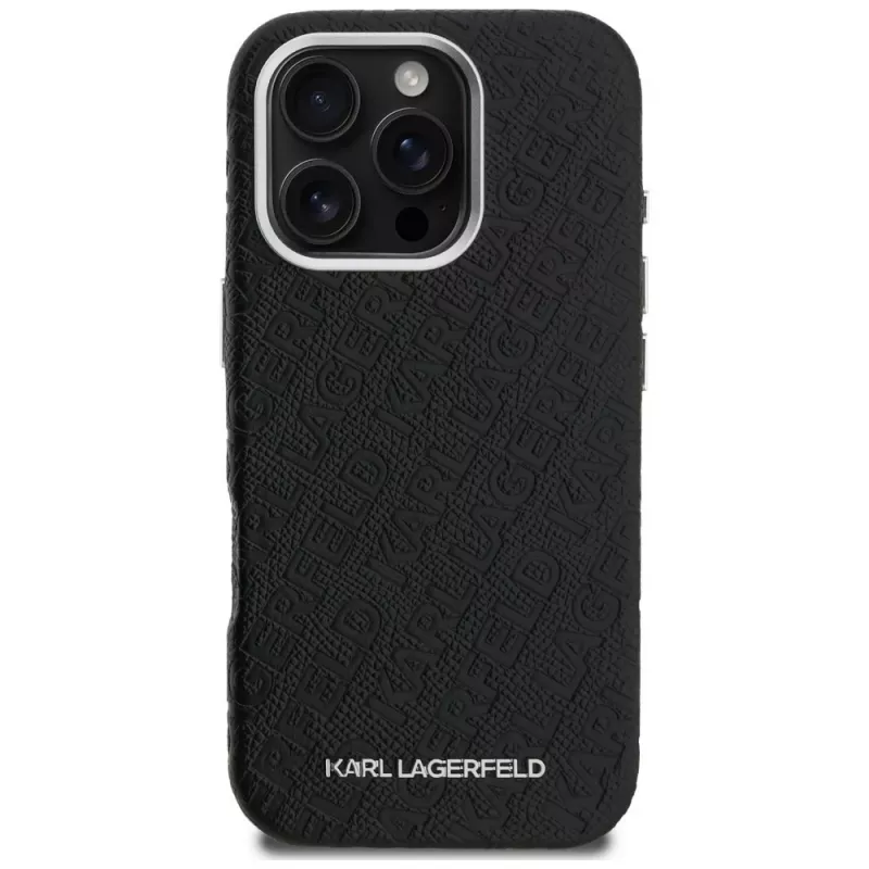 Capa MagSafe KARL LAGERFELD FW Stamped Karl para iPhone 16 Pro Max, preto