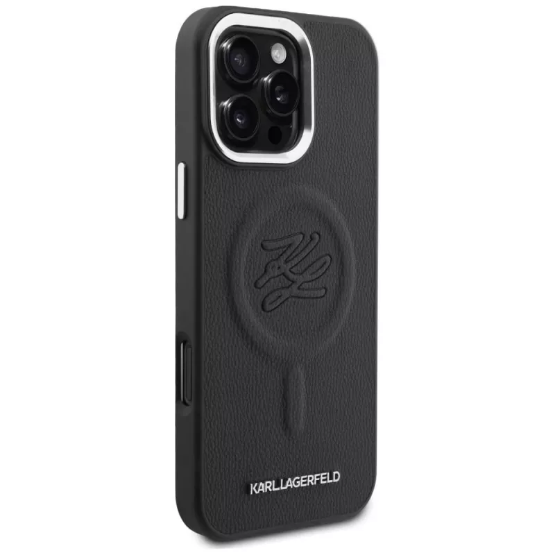 Capa MagSafe KARL LAGERFELD Embossed Ring Initials para Samsung Galaxy S26, preto