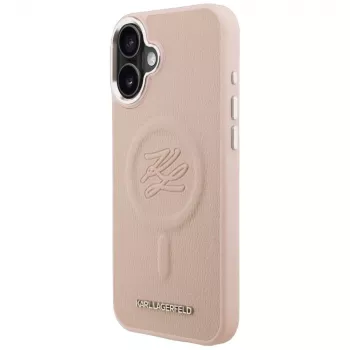 Capa MagSafe Karl Lagerfeld Initial & Metal Logo para iPhone 16 Plus, rosa