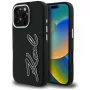 Capa Karl Lagerfeld FW Grained Signature Logo para iPhone 16 Pro, preto