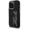 Capa Karl Lagerfeld FW Grained Signature Logo para iPhone 16 Pro, preto