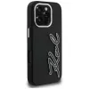 Capa Karl Lagerfeld FW Grained Signature Logo para iPhone 16 Pro, preto