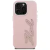 Capa rígida KARL LAGERFELD FW Grained Signature Logo para iPhone 16 Pro, rosa