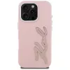 Capa KARL LAGERFELD FW Grained Signature Logo para iPhone 16 Pro Max, rosa