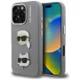 Capa Karl Lagerfeld FW Grained Karl & Choupette Heads Pins para iPhone 16 Pro, cinzento