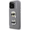 Capa Karl Lagerfeld FW Grained Karl & Choupette Heads Pins para iPhone 16 Pro, cinzento