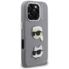 Capa Karl Lagerfeld FW Grained Karl & Choupette Heads Pins para iPhone 16 Pro, cinzento