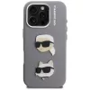 Capa KARL LAGERFELD FW Grained Karl & Choupette Heads Pins para iPhone 16 Pro Max, cinzento