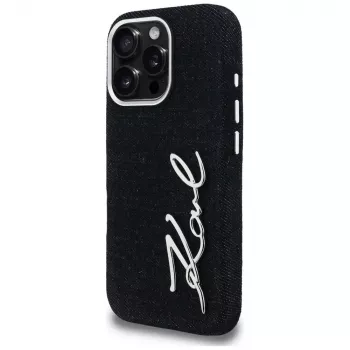 Capa Karl Lagerfeld FW Jeans Signature Logo para iPhone 16 Pro, preto