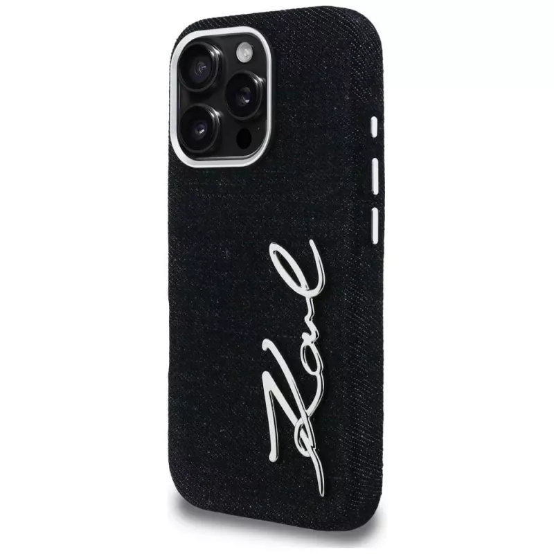 Capa KARL LAGERFELD FW Jeans Signature Logo para iPhone 16 Pro Max, preto
