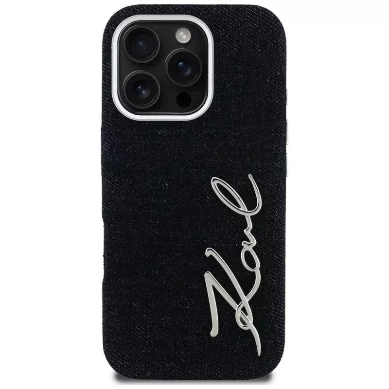 Capa KARL LAGERFELD FW Jeans Signature Logo para iPhone 16 Pro Max, preto
