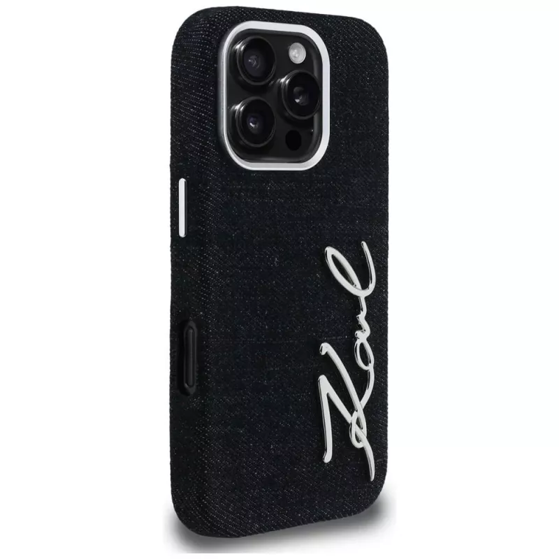 Capa KARL LAGERFELD FW Jeans Signature Logo para iPhone 16 Pro Max, preto