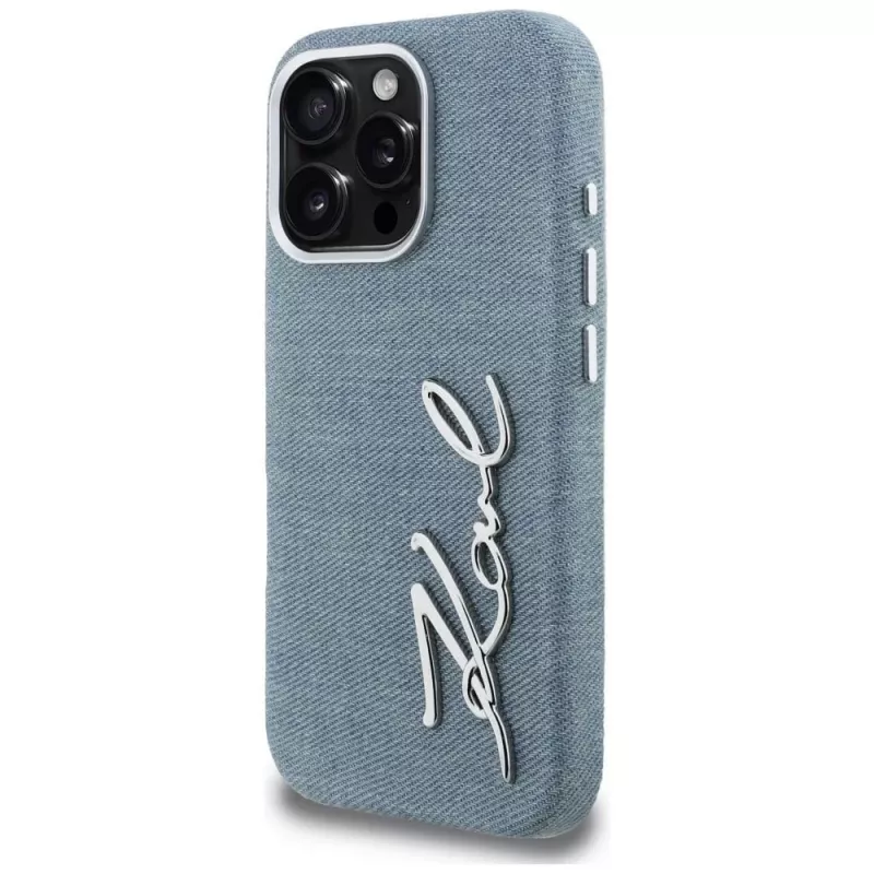 Capa Karl Lagerfeld FW Jeans Signature Logo para iPhone 16 Pro, azul