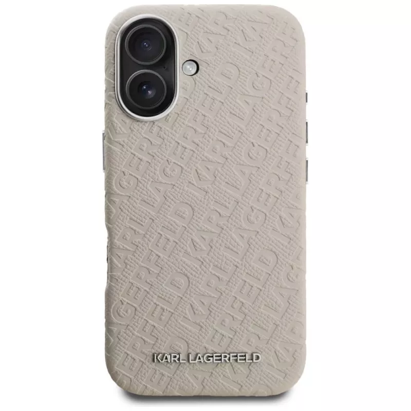 Capa MagSafe Karl Lagerfeld FW Stamped Karl para iPhone 16, bege