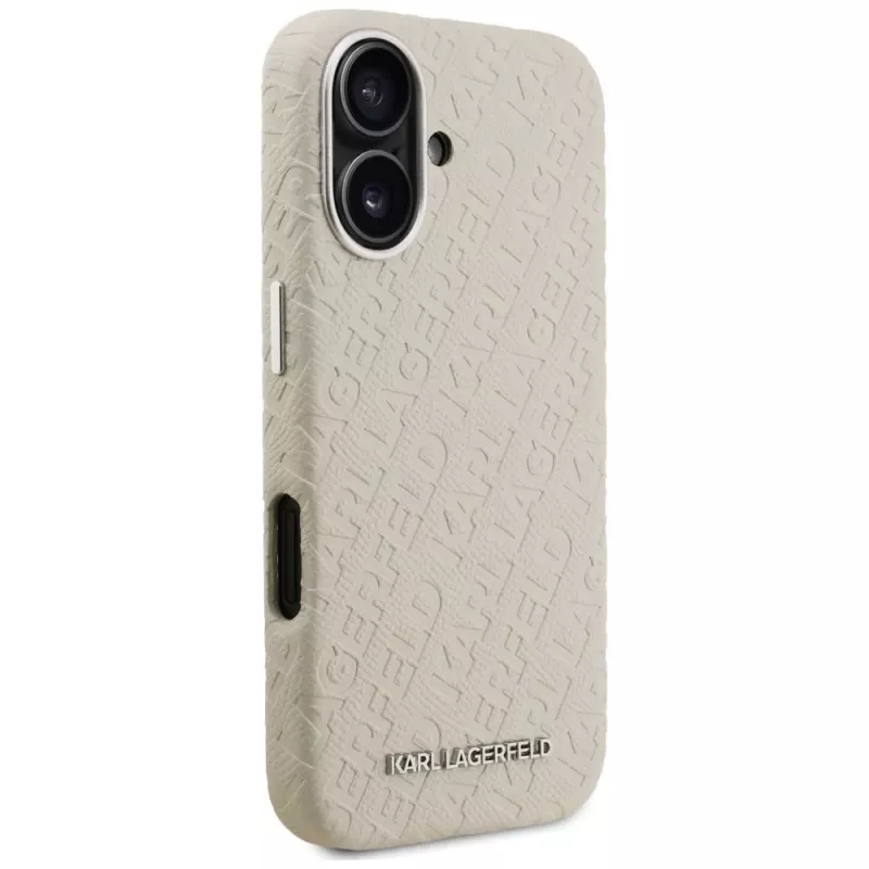 Capa MagSafe Karl Lagerfeld FW Stamped Karl para iPhone 16, bege