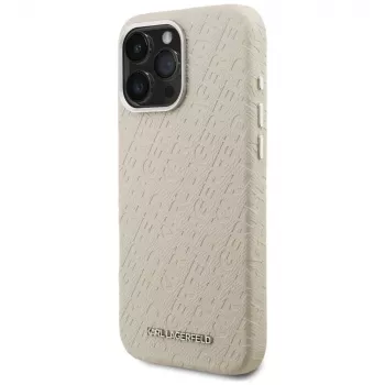 Capa MagSafe Karl Lagerfeld FW Stamped Karl para iPhone 16 Pro, bege