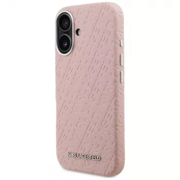 Capa MagSafe KARL LAGERFELD Stamped Karl para iPhone 16, rosa