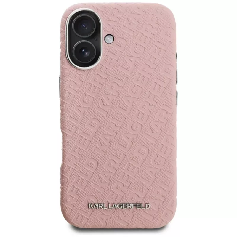Capa MagSafe KARL LAGERFELD Stamped Karl para iPhone 16, rosa