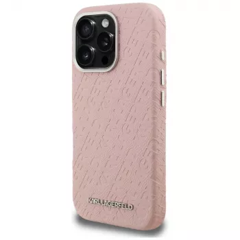 Capa MagSafe Karl Lagerfeld FW Stamped Karl para iPhone 16 Pro, rosa