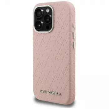 Capa MagSafe Karl Lagerfeld FW Stamped Karl para iPhone 16 Pro Max, rosa