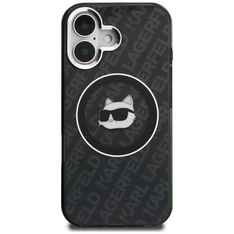 Capa MagSafe Karl Lagerfeld IML Choupette Head Logo para iPhone 16, preto