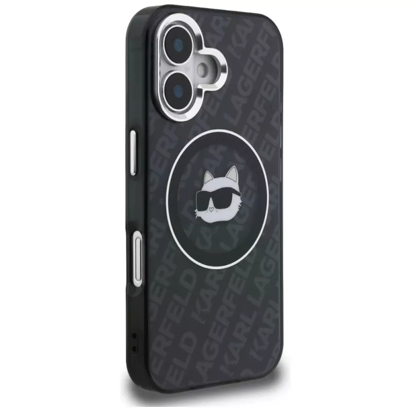 Capa MagSafe Karl Lagerfeld IML Choupette Head Logo para iPhone 16, preto