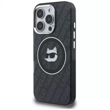 Capa MagSafe Karl Lagerfeld IML Choupette Head Logo para iPhone 16 Pro, preto