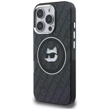 Capa MagSafe KARL LAGERFELD IML Choupette Head Logo para Apple iPhone 16 Pro Max, preto