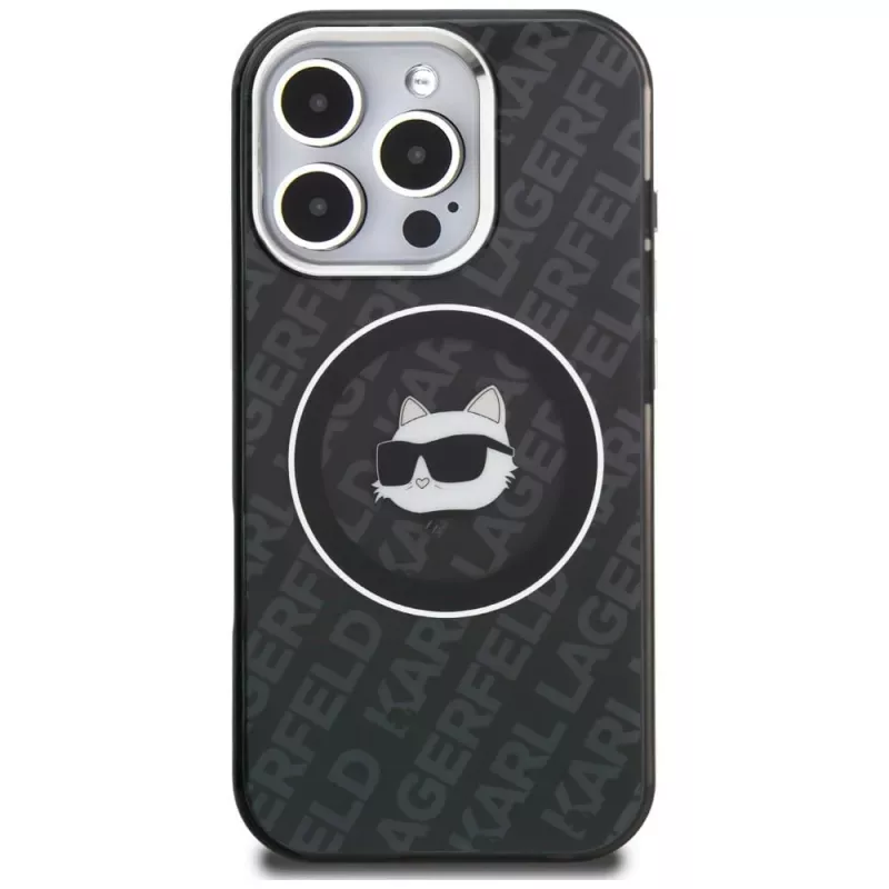 Capa MagSafe KARL LAGERFELD IML Choupette Head Logo para Apple iPhone 16 Pro Max, preto