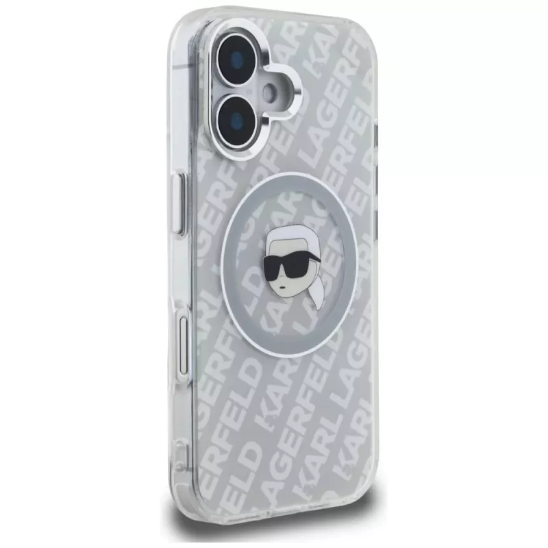 Capa MagSafe Karl Lagerfeld IML Karl Head Logo para iPhone 16, cinzento