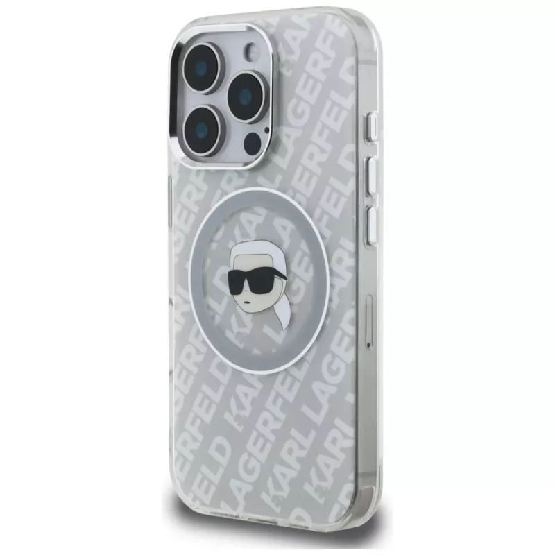 Capa MagSafe KARL LAGERFELD IML Karl Head Logo para Apple iPhone 16 Pro, cinzento