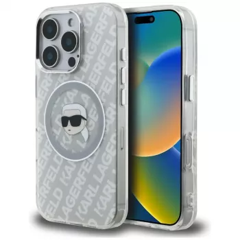 Capa MagSafe KARL LAGERFELD IML Karl Head Logo para Apple iPhone 16 Pro Max - cinzento